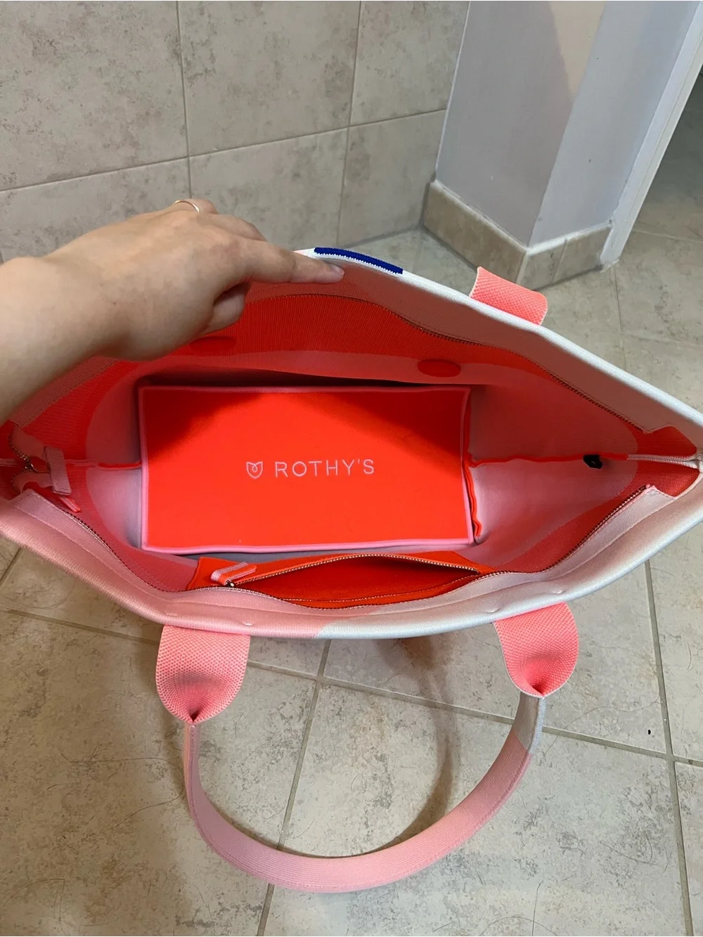 Rothy Pink, White & Orange Colorblock Tote Bag